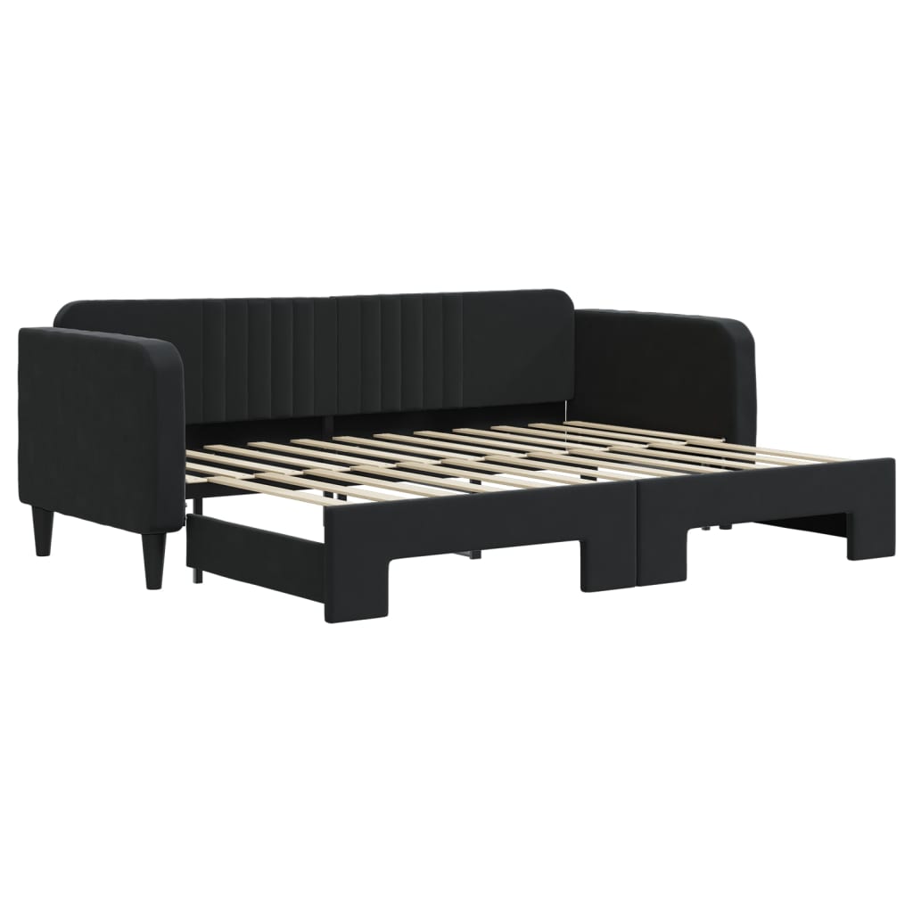 vidaXL Sofa rozsuwana, czarna, 80x200 cm, aksamit