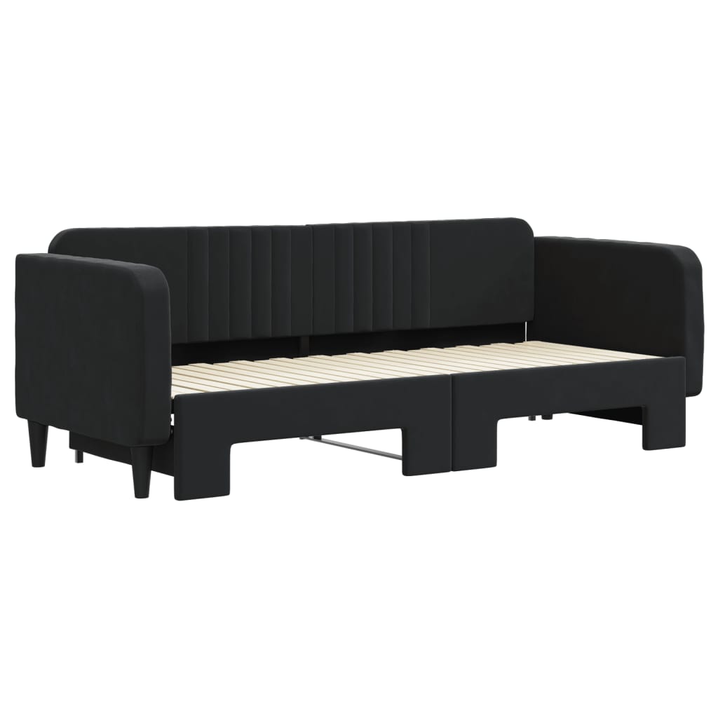 vidaXL Sofa rozsuwana, czarna, 80x200 cm, aksamit