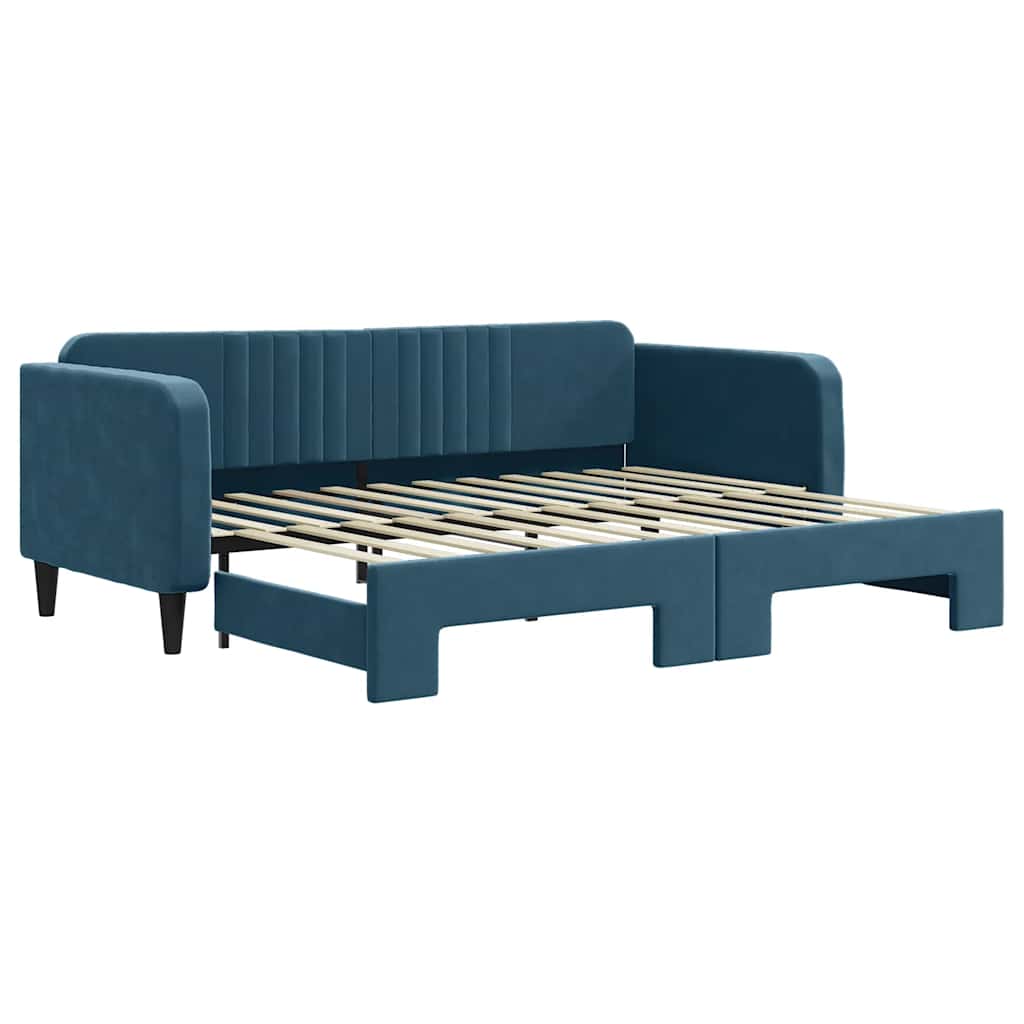 vidaXL Sofa rozsuwana, niebieska, 90x200 cm, aksamit