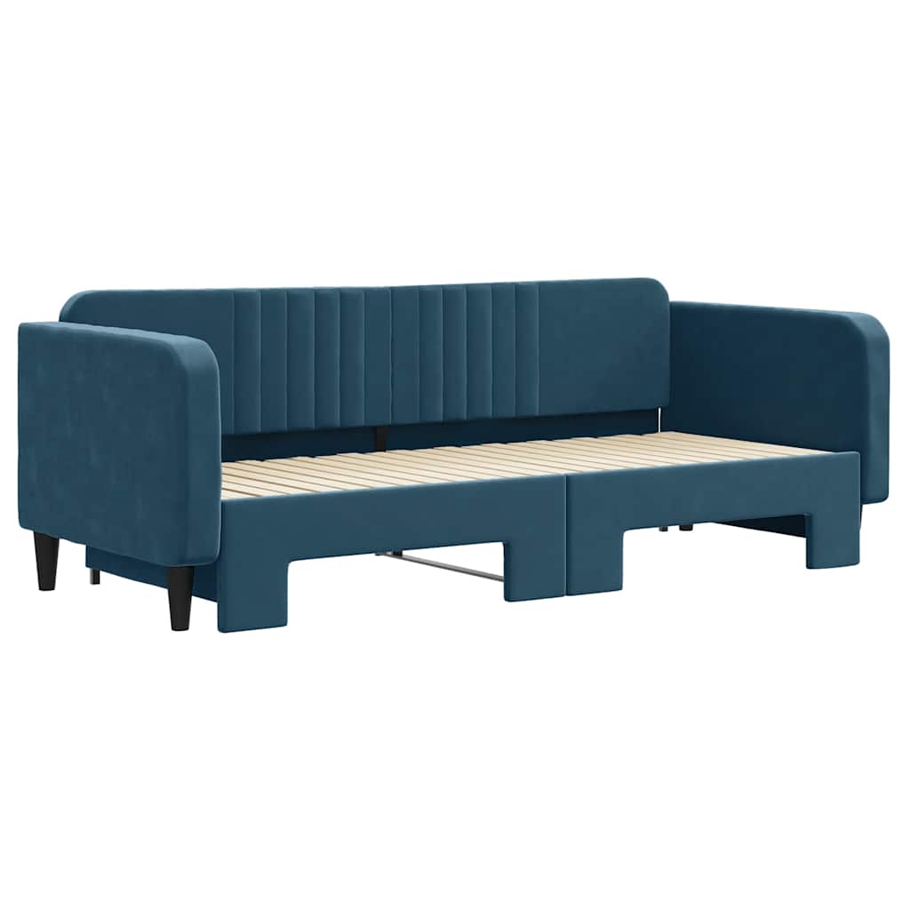 vidaXL Sofa rozsuwana, niebieska, 90x200 cm, aksamit