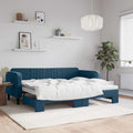 vidaXL Sofa rozsuwana, niebieska, 90x200 cm, aksamit
