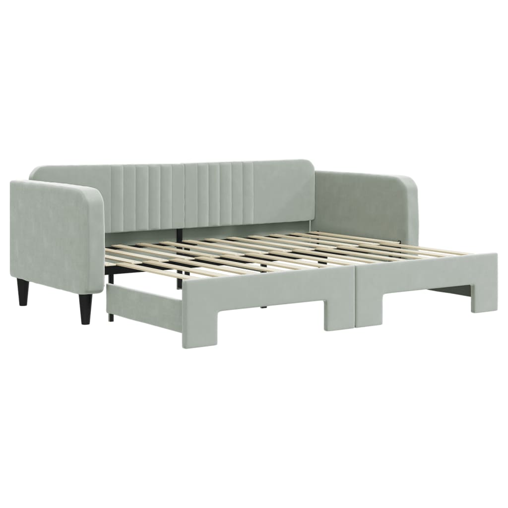 vidaXL Sofa rozsuwana, jasnoszara, 90x200 cm, aksamit