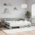 vidaXL Sofa rozsuwana, jasnoszara, 90x200 cm, aksamit