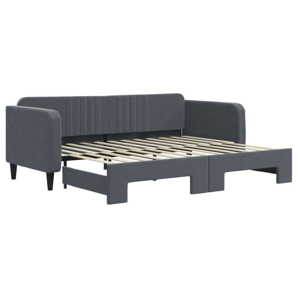 vidaXL Sofa rozsuwana, ciemnoszara, 90x200 cm, aksamit