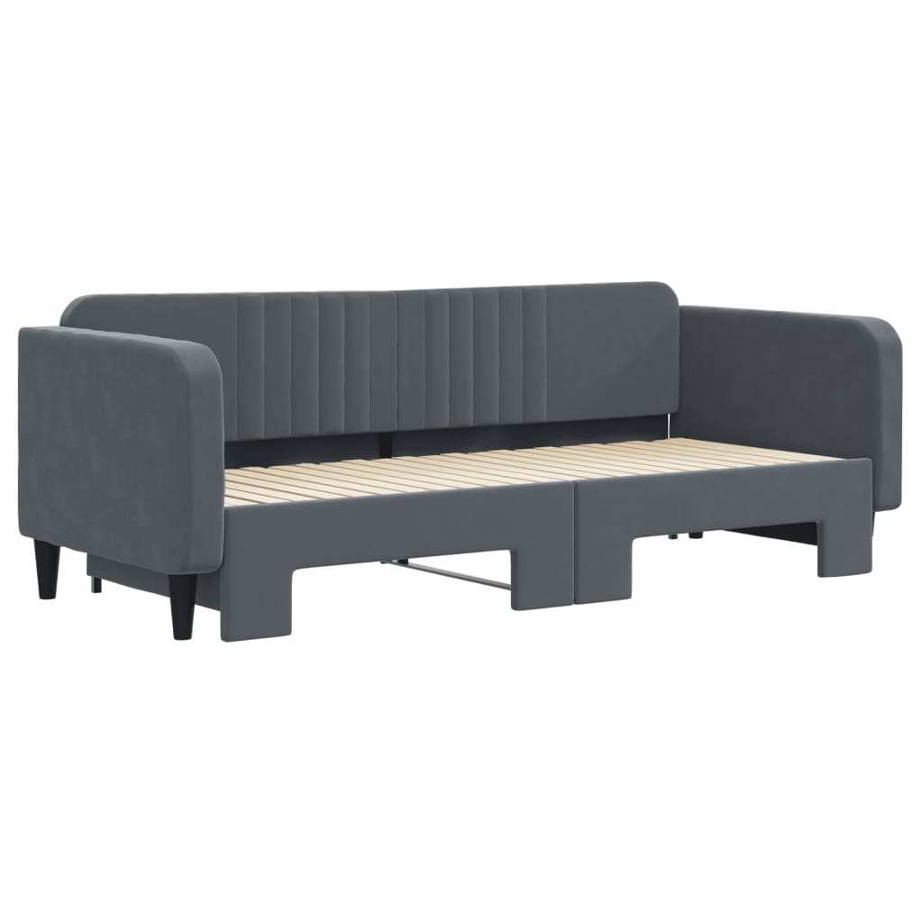 vidaXL Sofa rozsuwana, ciemnoszara, 90x200 cm, aksamit