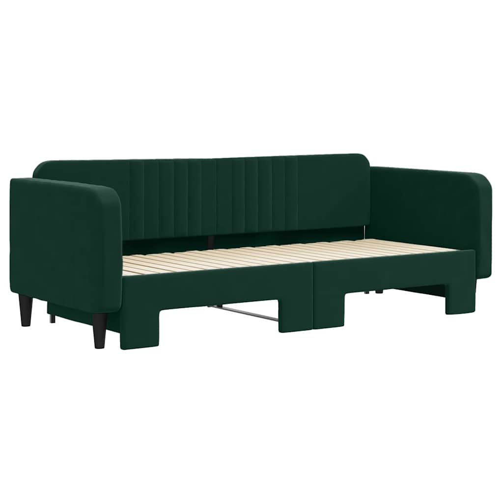 vidaXL Sofa rozsuwana, ciemnozielona, 90x200 cm, aksamit