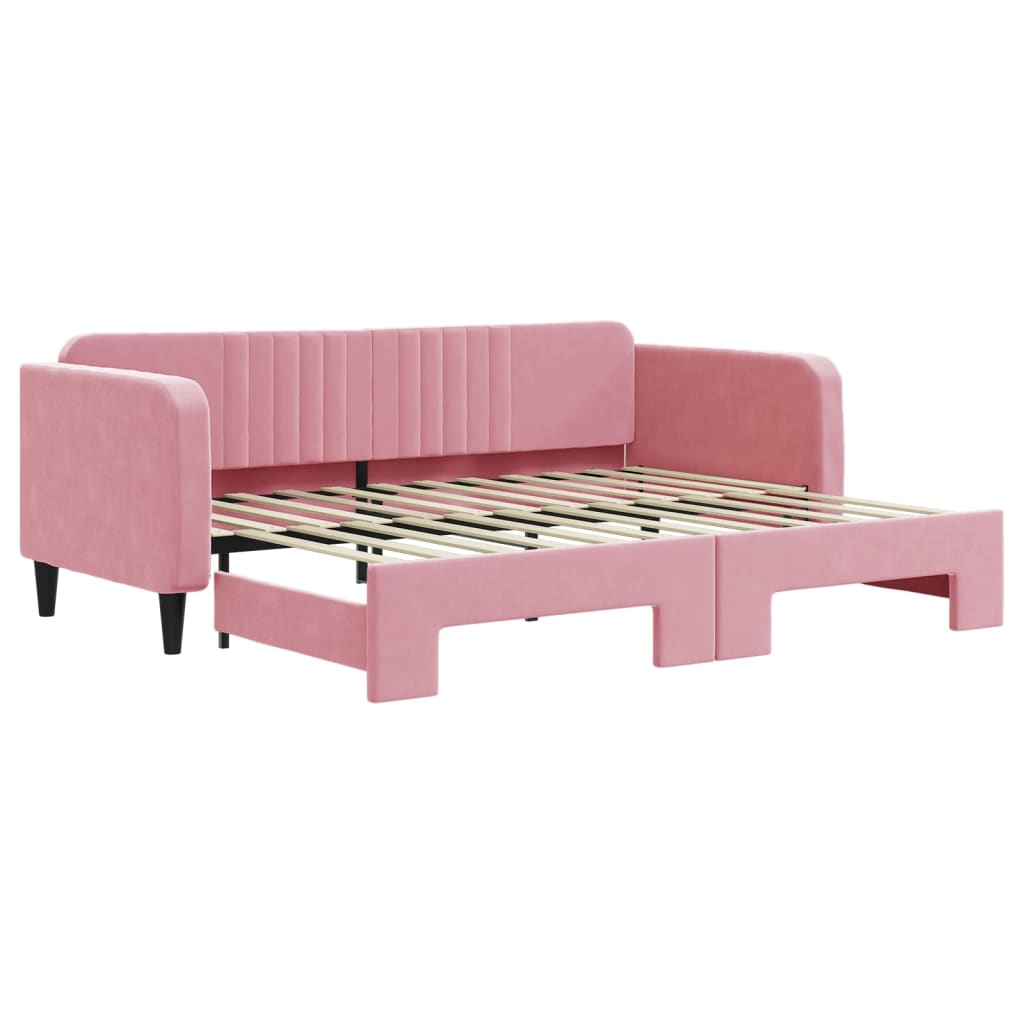 vidaXL Sofa rozsuwana, różowa, 90x200 cm, aksamit