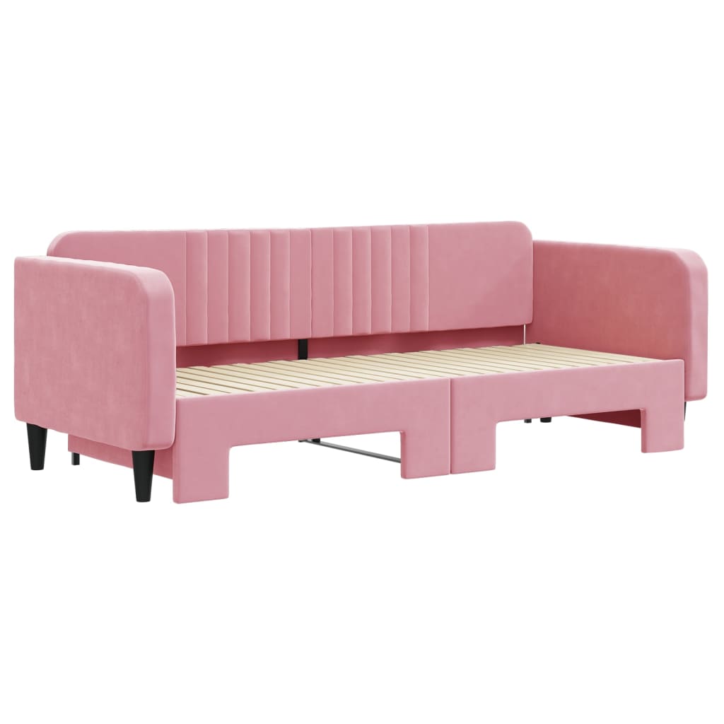 vidaXL Sofa rozsuwana, różowa, 90x200 cm, aksamit