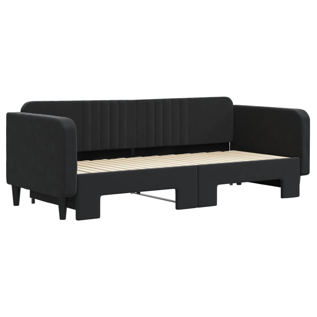 vidaXL Sofa rozsuwana, czarna, 90x200 cm, aksamit