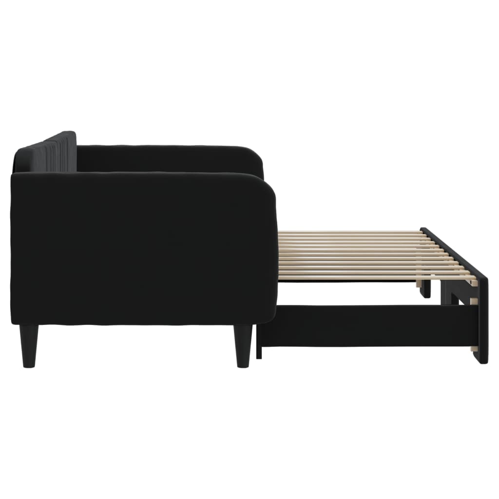 vidaXL Sofa rozsuwana, czarna, 90x200 cm, aksamit