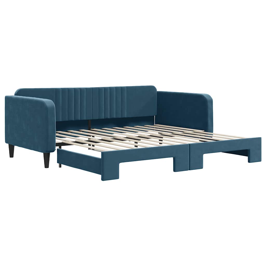 vidaXL Sofa rozsuwana, niebieska, 100x200 cm, aksamit