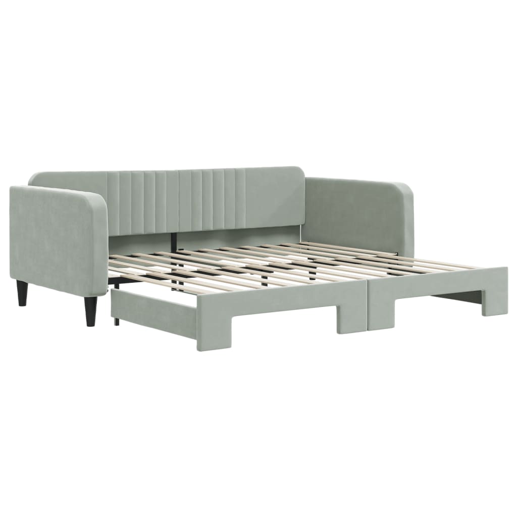 vidaXL Sofa rozsuwana, jasnoszara, 100x200 cm, aksamit