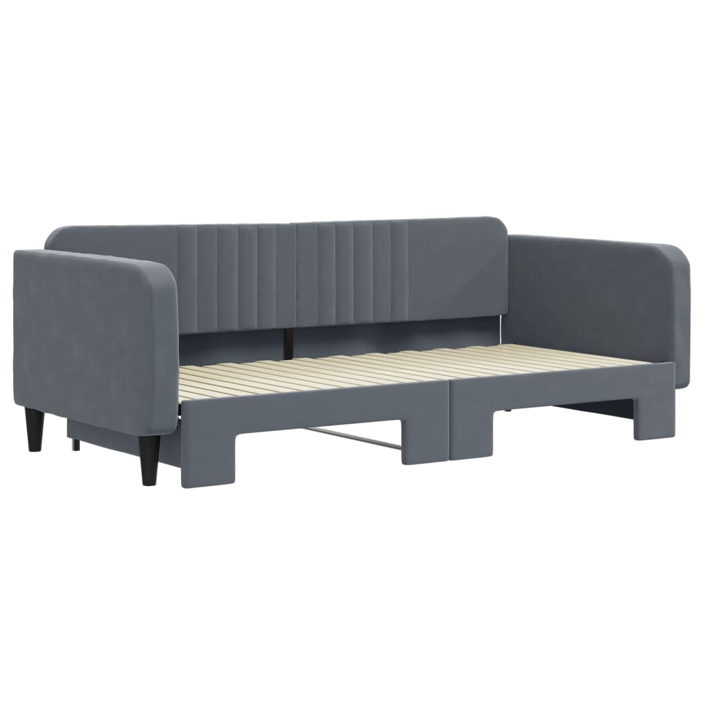 vidaXL Sofa rozsuwana, ciemnoszara, 100x200 cm, aksamit