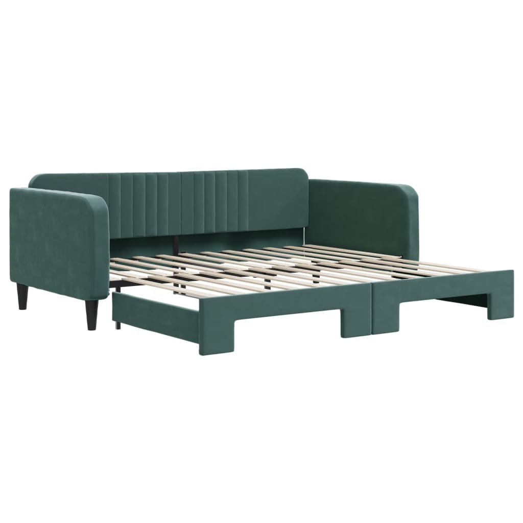 vidaXL Sofa rozsuwana, ciemnozielona, 100x200 cm, aksamit