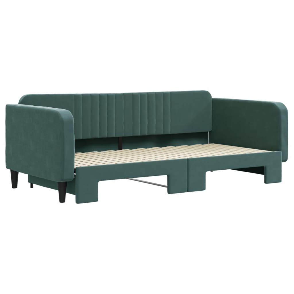 vidaXL Sofa rozsuwana, ciemnozielona, 100x200 cm, aksamit