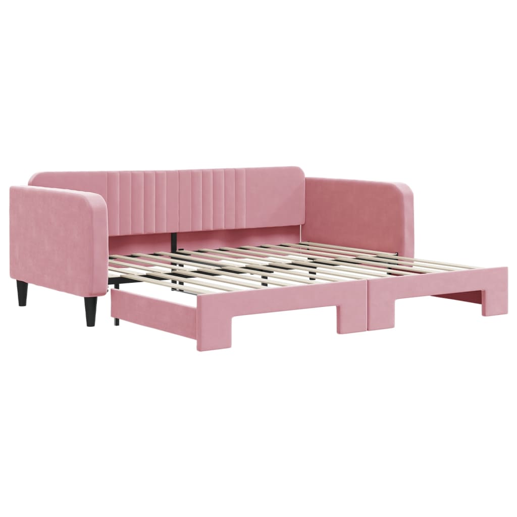 vidaXL Sofa rozsuwana, różowa, 100x200 cm, aksamit