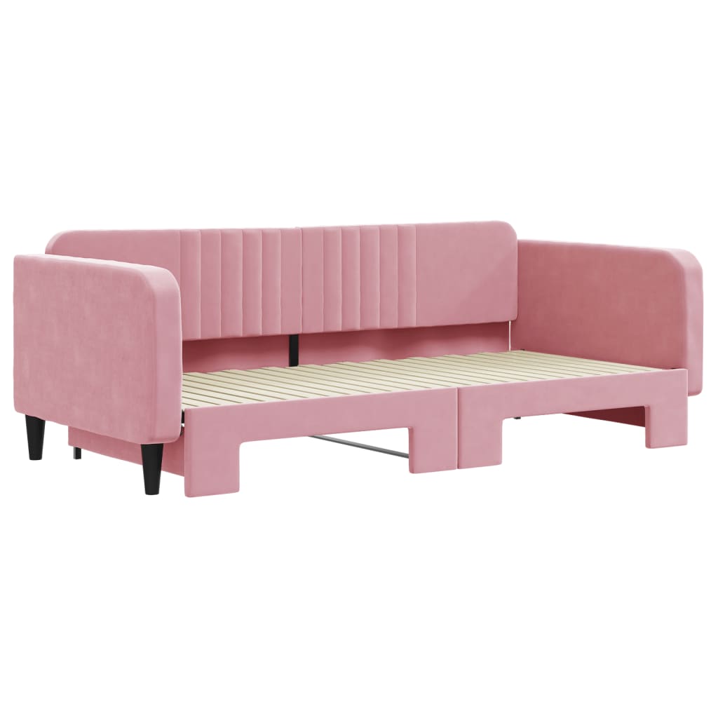 vidaXL Sofa rozsuwana, różowa, 100x200 cm, aksamit