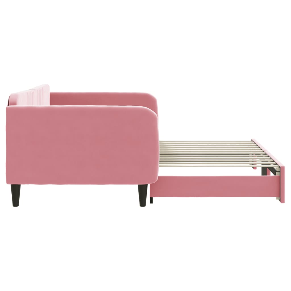 vidaXL Sofa rozsuwana, różowa, 100x200 cm, aksamit