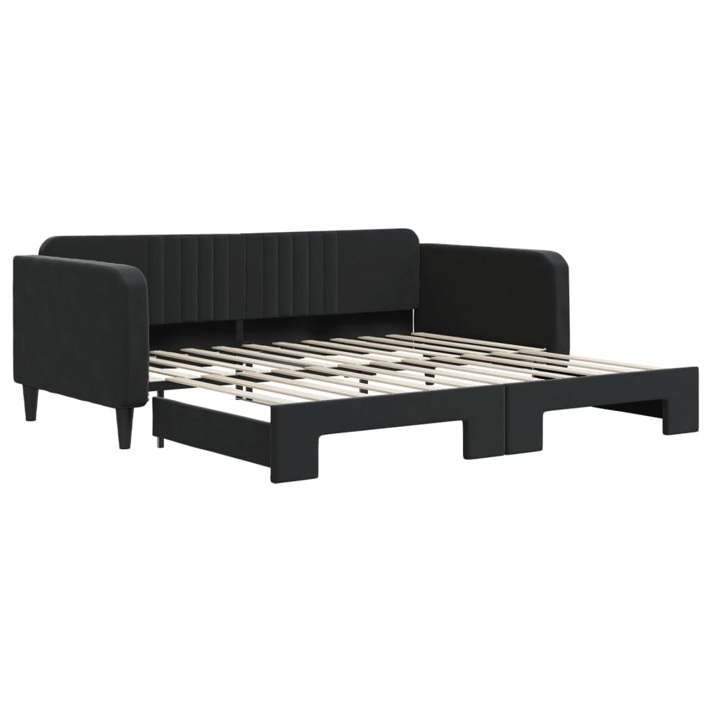 vidaXL Sofa rozsuwana, czarna, 100x200 cm, aksamit