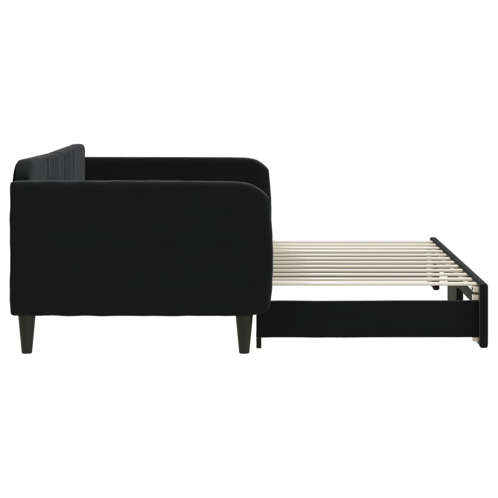 vidaXL Sofa rozsuwana, czarna, 100x200 cm, aksamit