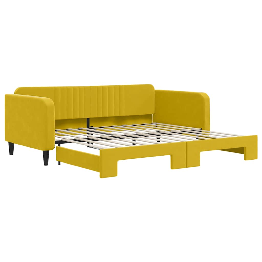 vidaXL Sofa rozsuwana, żółta, 100x200 cm, aksamit