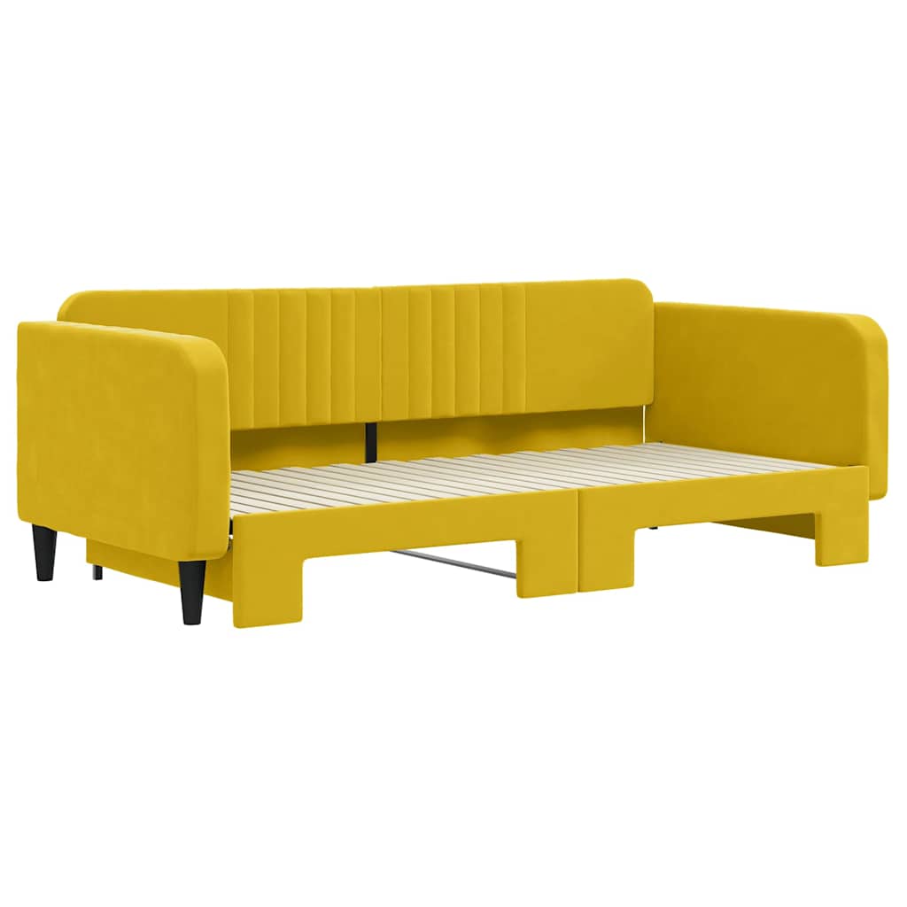 vidaXL Sofa rozsuwana, żółta, 100x200 cm, aksamit