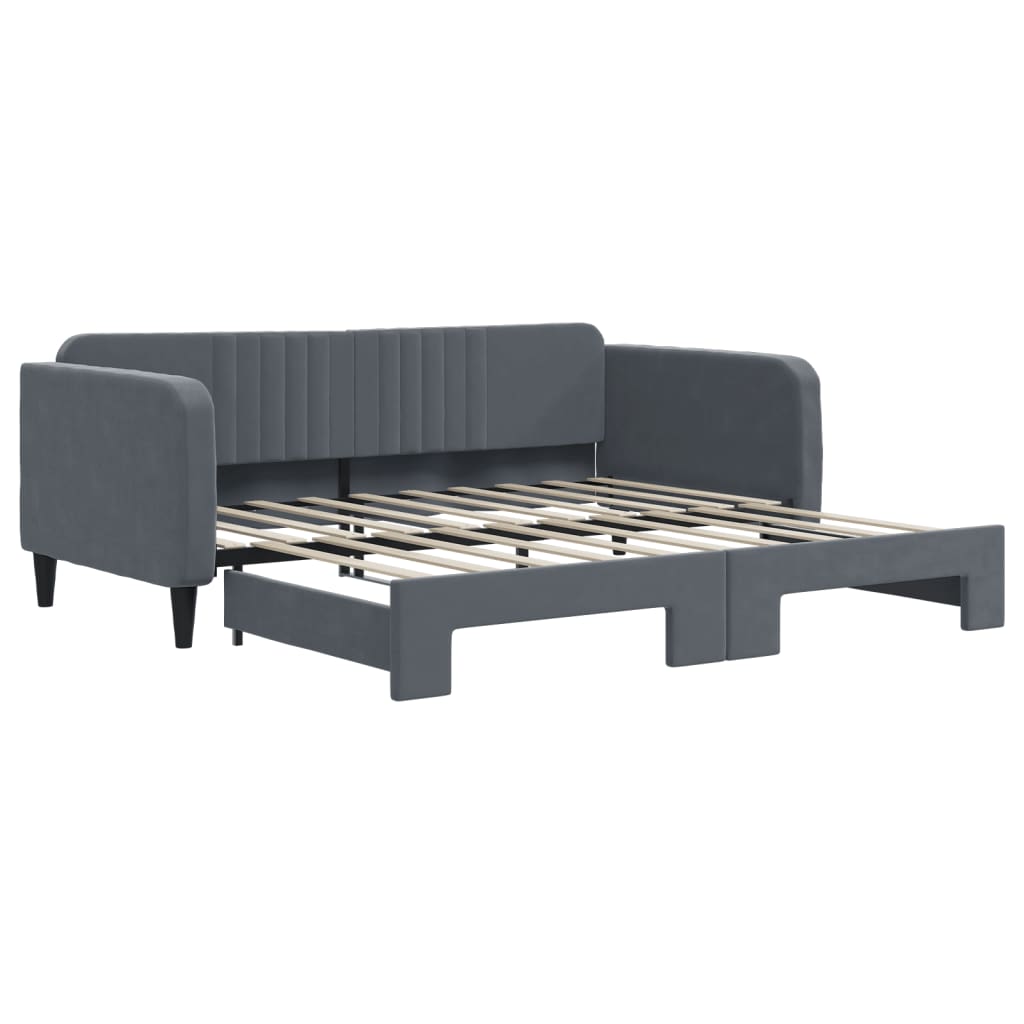 vidaXL Sofa rozsuwana, ciemnoszara, 90x190 cm, aksamit