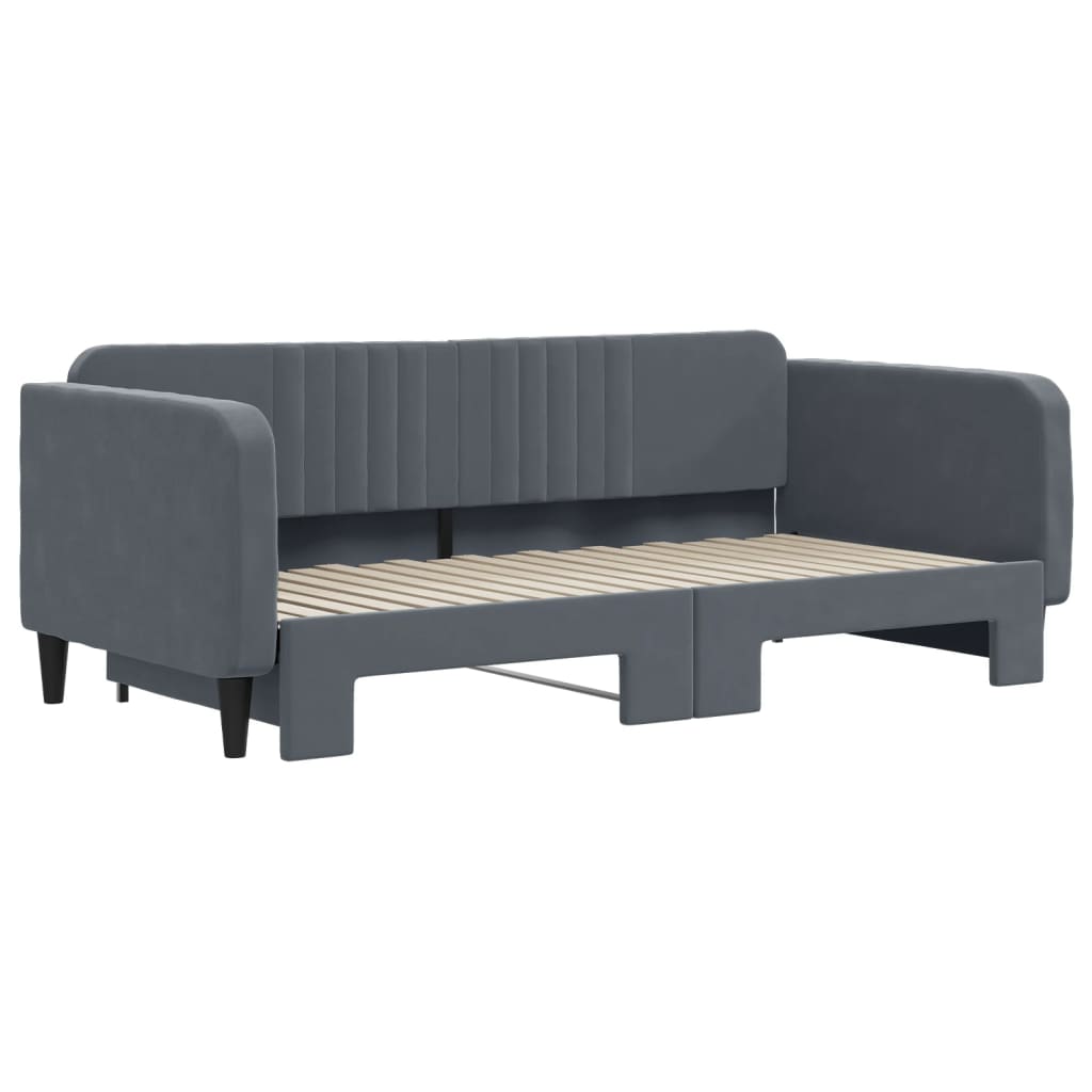 vidaXL Sofa rozsuwana, ciemnoszara, 90x190 cm, aksamit