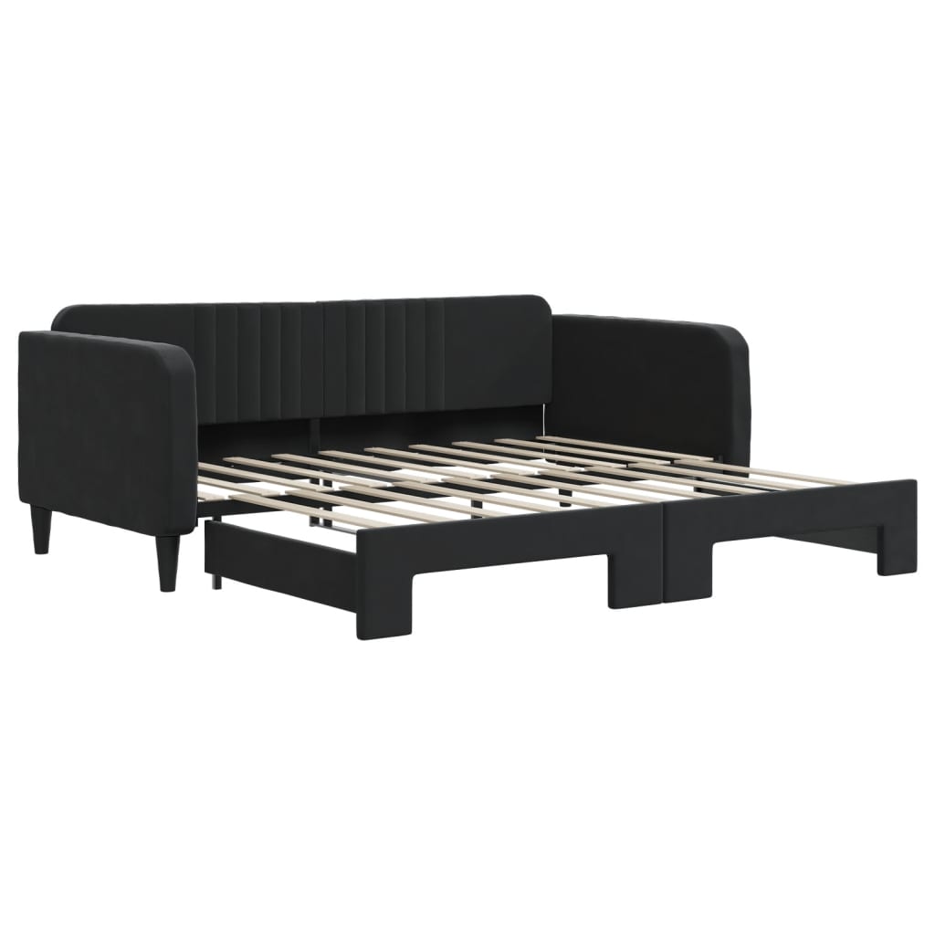 vidaXL Sofa rozsuwana, czarna, 90x190 cm, aksamit