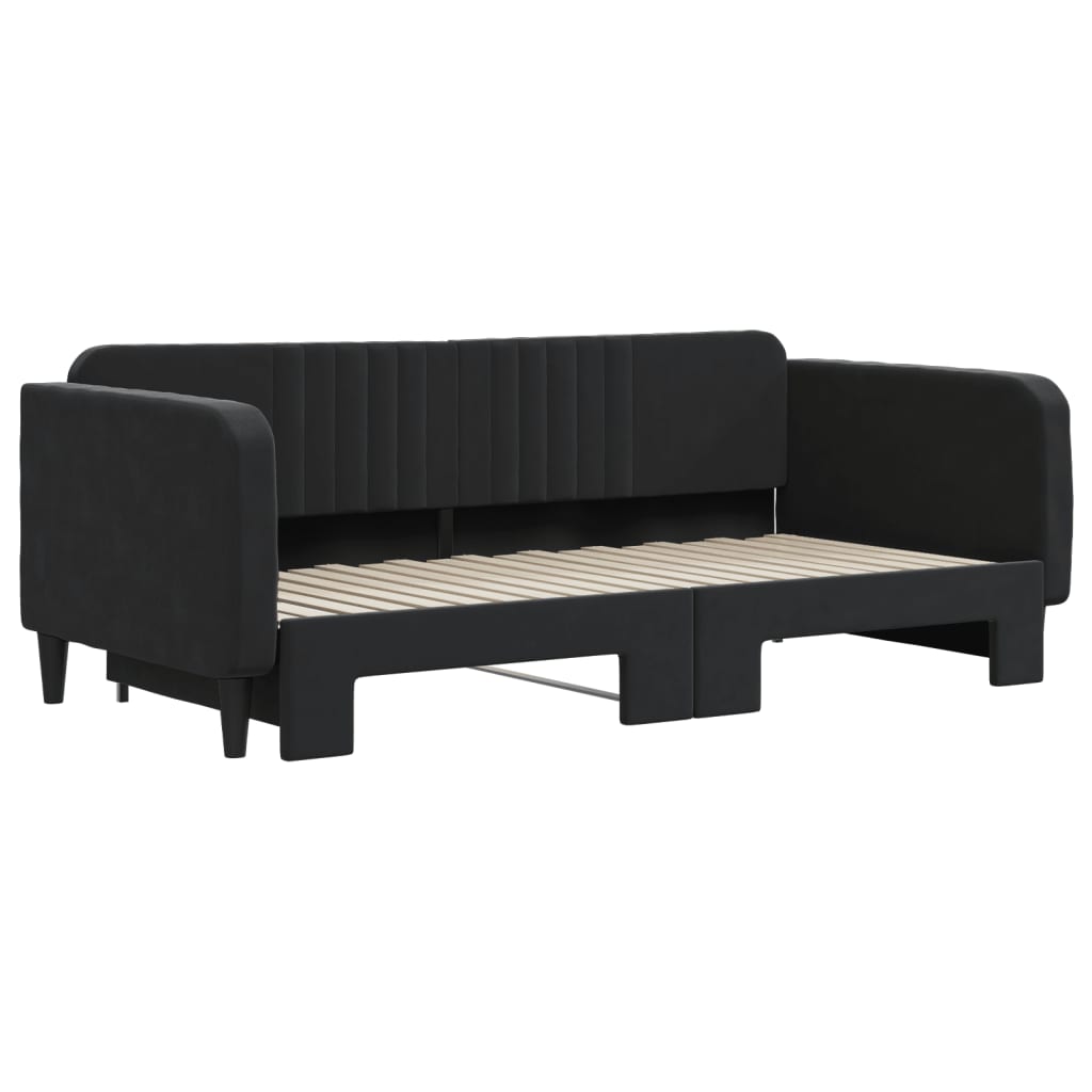 vidaXL Sofa rozsuwana, czarna, 90x190 cm, aksamit