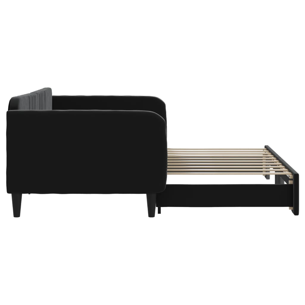 vidaXL Sofa rozsuwana, czarna, 90x190 cm, aksamit
