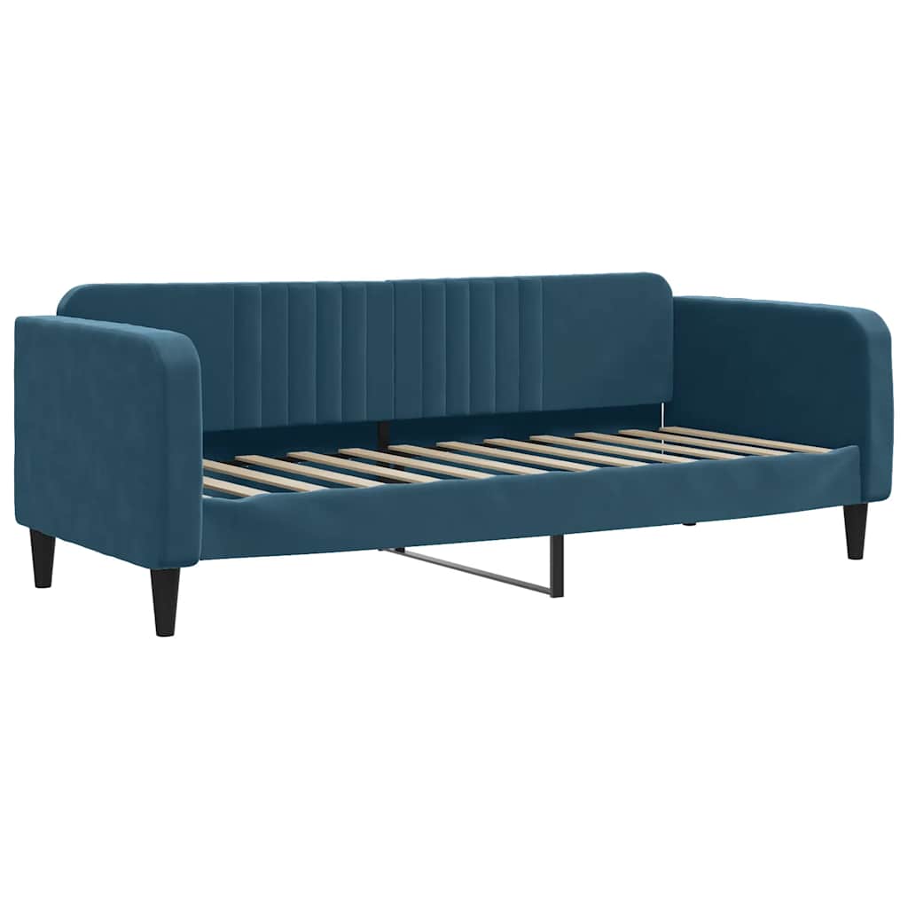 vidaXL Sofa rozsuwana z materacami, niebieska, 80x200 cm, aksamit