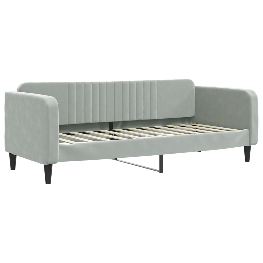 vidaXL Sofa rozsuwana z materacami, jasnoszara, 80x200 cm, aksamit