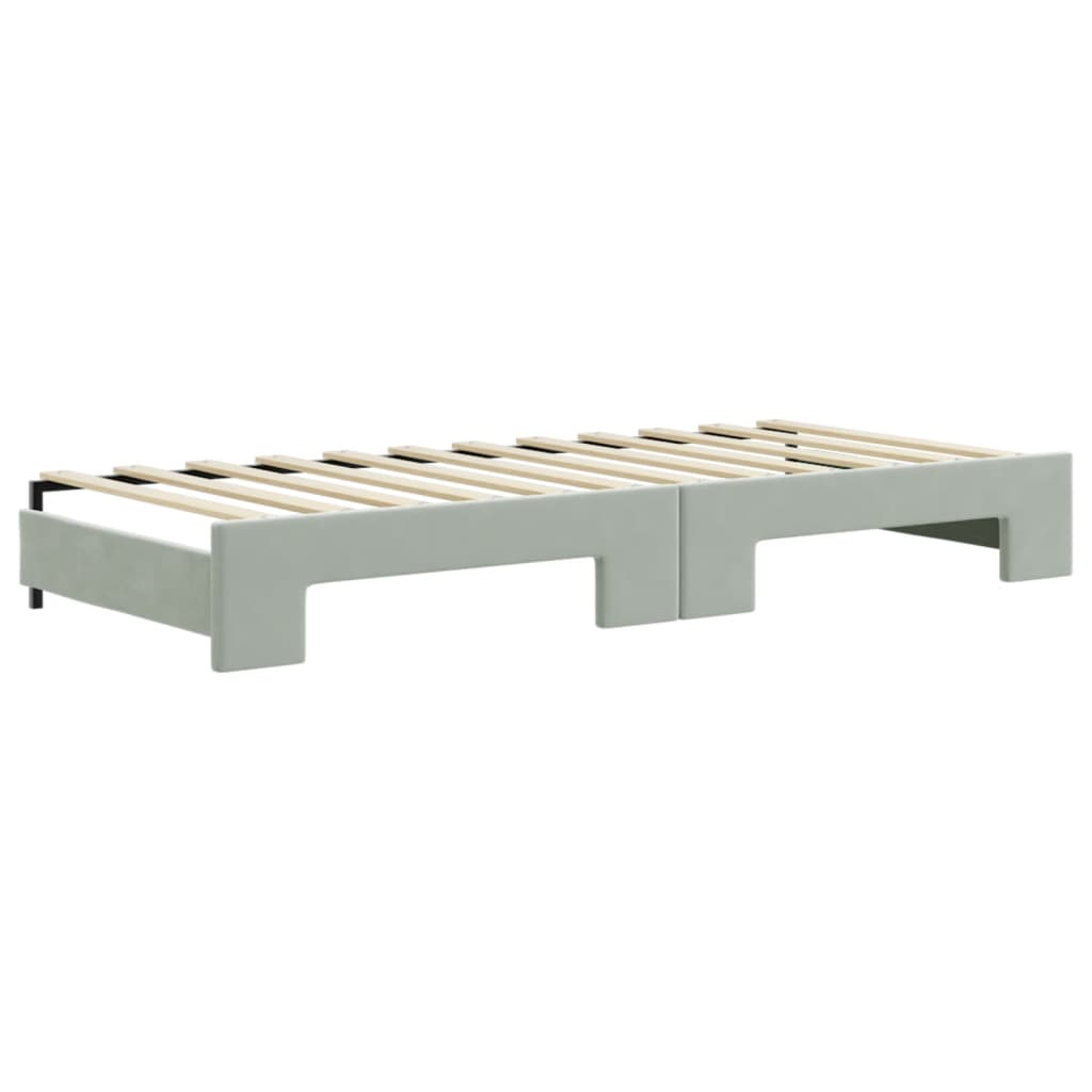 vidaXL Sofa rozsuwana z materacami, jasnoszara, 80x200 cm, aksamit