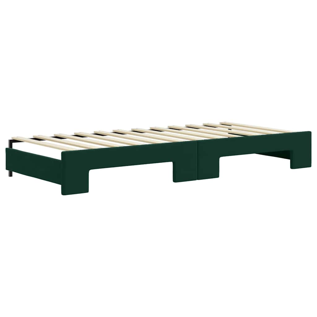 vidaXL Sofa rozsuwana z materacami, ciemnozielona, 80x200 cm, aksamit