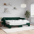 vidaXL Sofa rozsuwana z materacami, ciemnozielona, 80x200 cm, aksamit