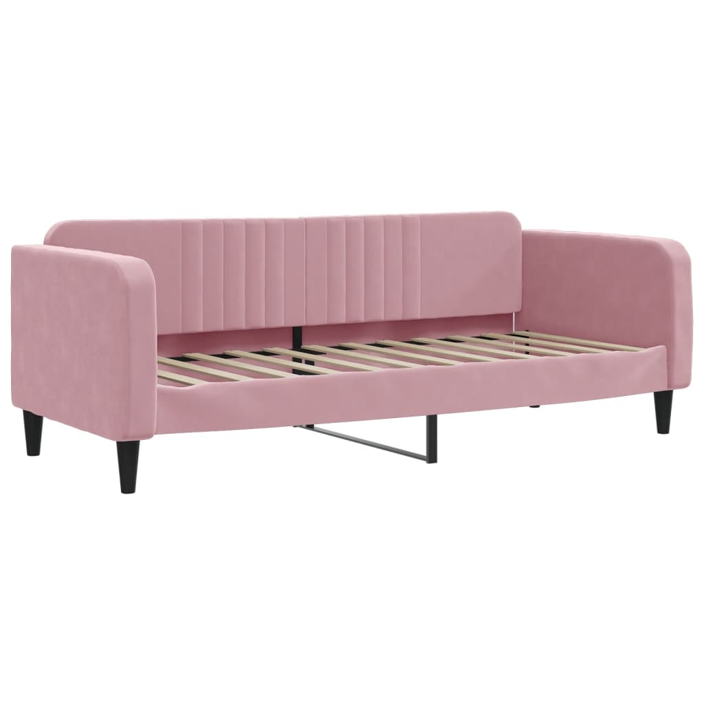 vidaXL Sofa rozsuwana z materacami, różowa, 80x200 cm, aksamit