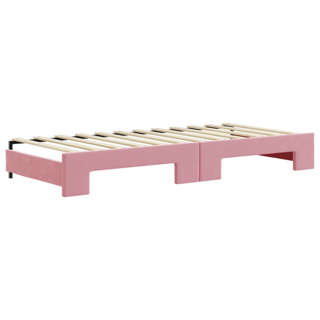 vidaXL Sofa rozsuwana z materacami, różowa, 80x200 cm, aksamit
