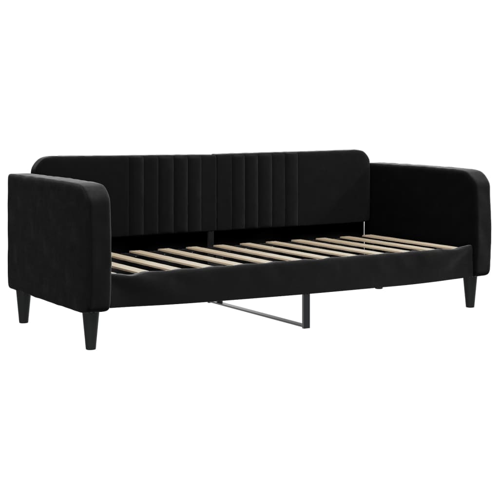 vidaXL Sofa rozsuwana z materacami, czarna, 80x200 cm, aksamit