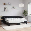 vidaXL Sofa rozsuwana z materacami, czarna, 80x200 cm, aksamit