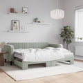 vidaXL Sofa rozsuwana z materacami, jasnoszara, 90x200 cm, aksamit