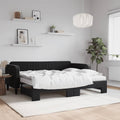vidaXL Sofa rozsuwana z materacami, czarna, 90x200 cm, aksamit