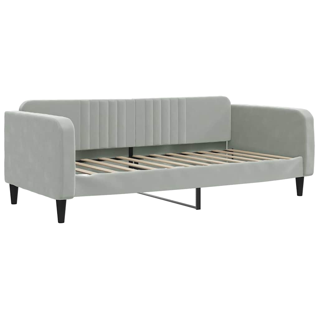 vidaXL Sofa rozsuwana z materacami, jasnoszara, 100x200 cm, aksamit