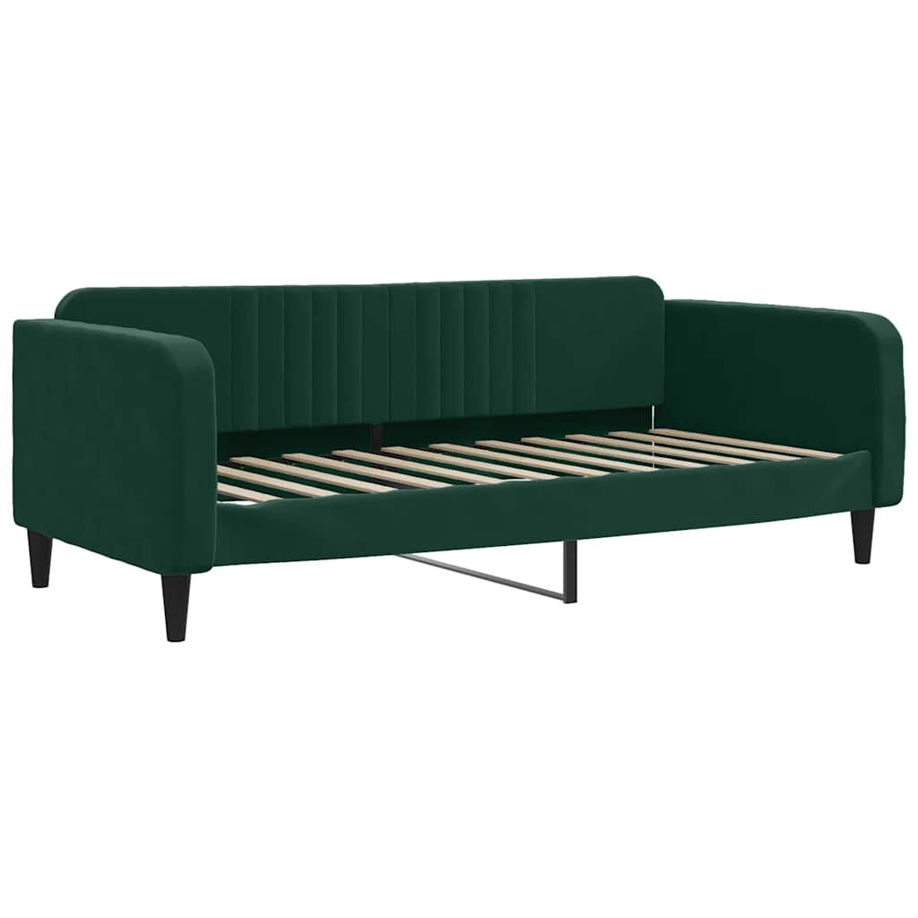 vidaXL Sofa rozsuwana z materacami, ciemnozielona, 100x200 cm, aksamit