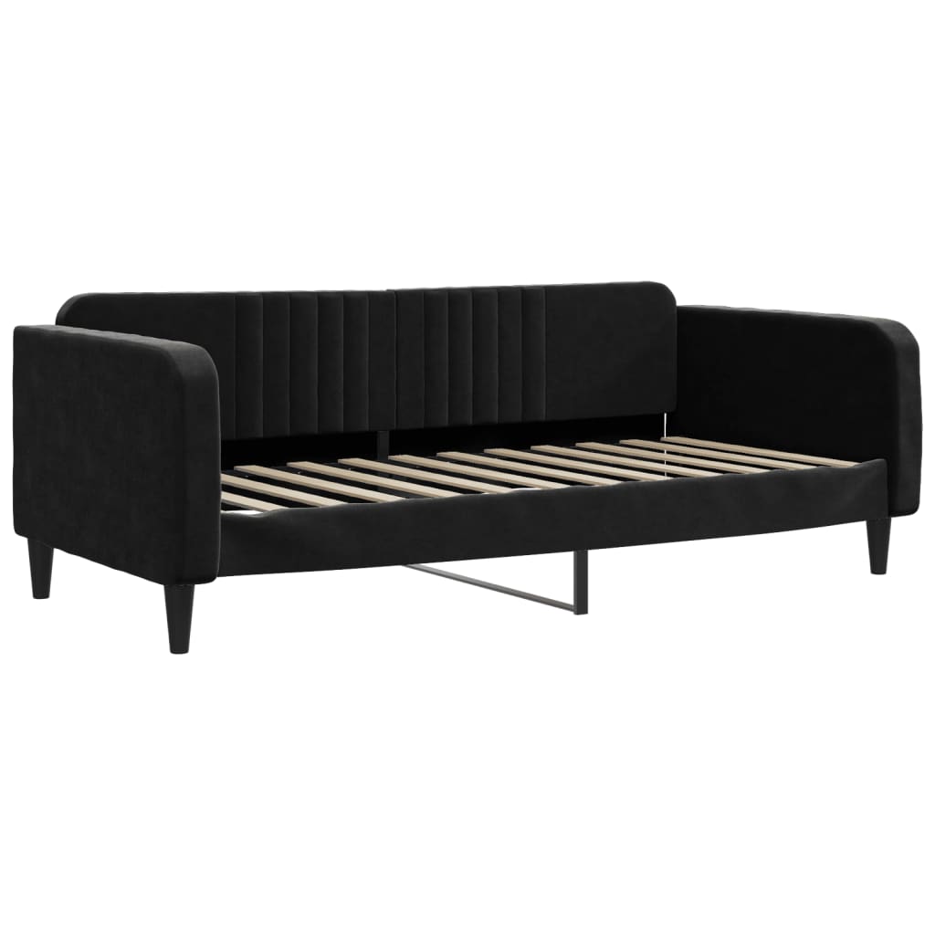 vidaXL Sofa rozsuwana z materacami, czarna, 100x200 cm, aksamit