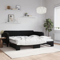 vidaXL Sofa rozsuwana z materacami, czarna, 100x200 cm, aksamit