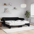 vidaXL Sofa rozsuwana z materacami, czarna, 90x190 cm, aksamit