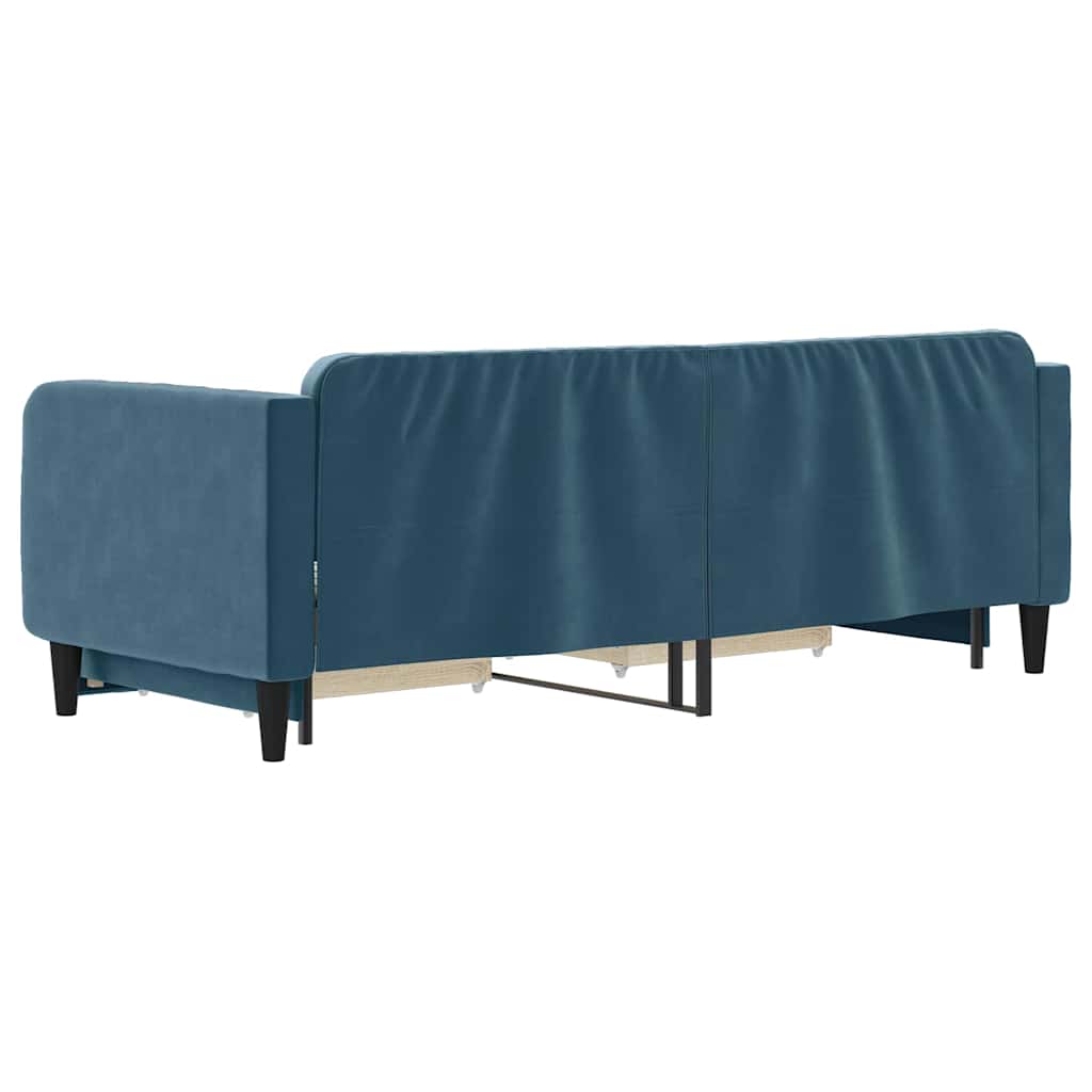 vidaXL Sofa rozsuwana z szufladami, niebieska, 80x200 cm, aksamit