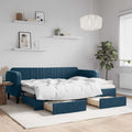 vidaXL Sofa rozsuwana z szufladami, niebieska, 80x200 cm, aksamit