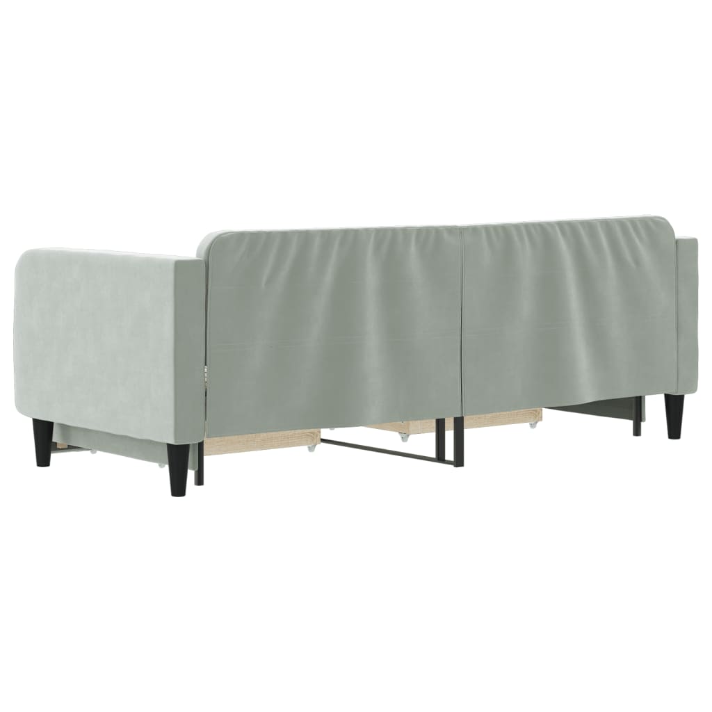 vidaXL Sofa rozsuwana z szufladami, jasnoszara, 80x200 cm, aksamit